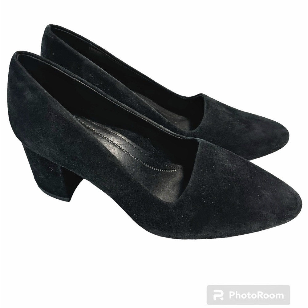 NURTURE Chunky Heel Pumps Comfort Black Suede Leather New Never Worn No Box Sz 7